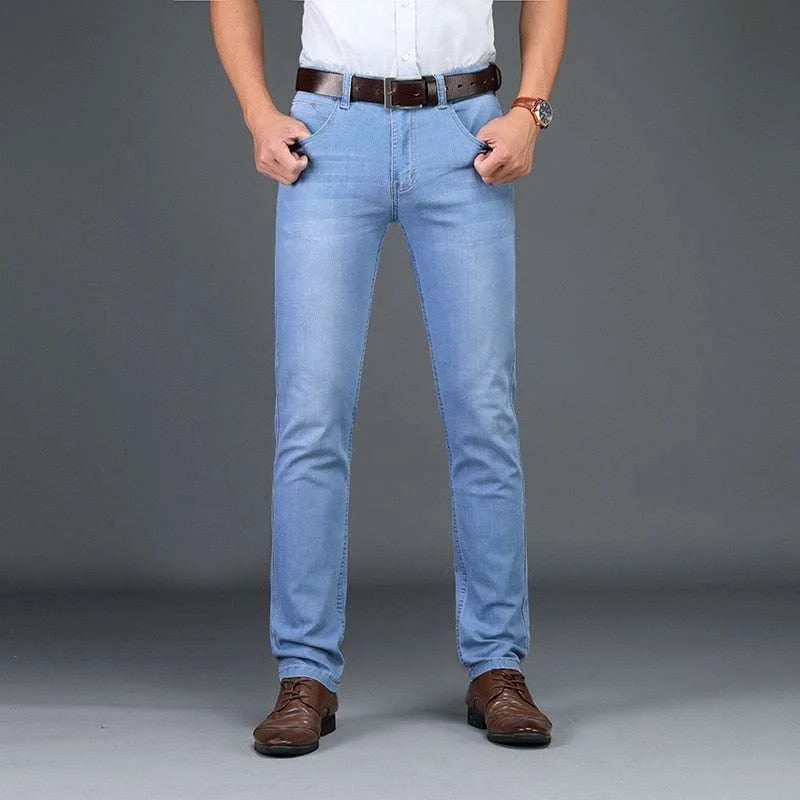 Men's 2020 Fashion Business Stretch Denim Trouser Casual Light Blue Vintage Pant Men's 2020 Fashion Business Stretch Denim Trouser Casual Light Blue Vintage Pant