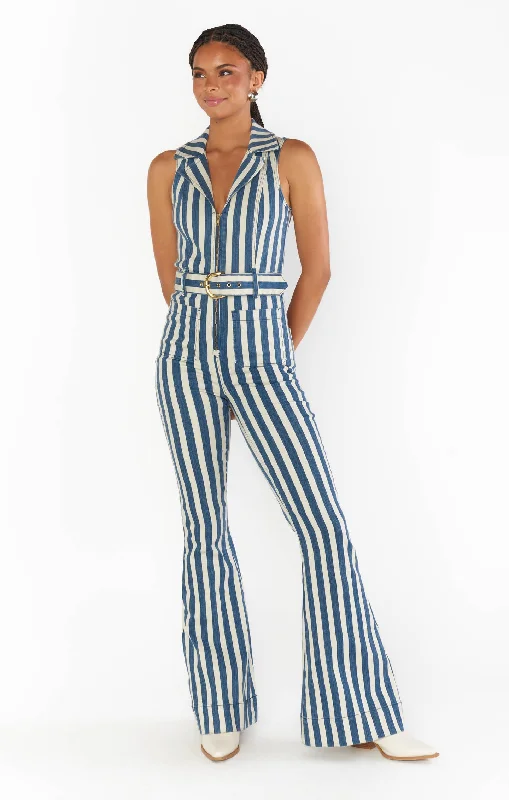 Jacksonville Jumpsuit ~ Sand N Sea Stripe Denim Jacksonville Jumpsuit ~ Sand N Sea Stripe Denim
