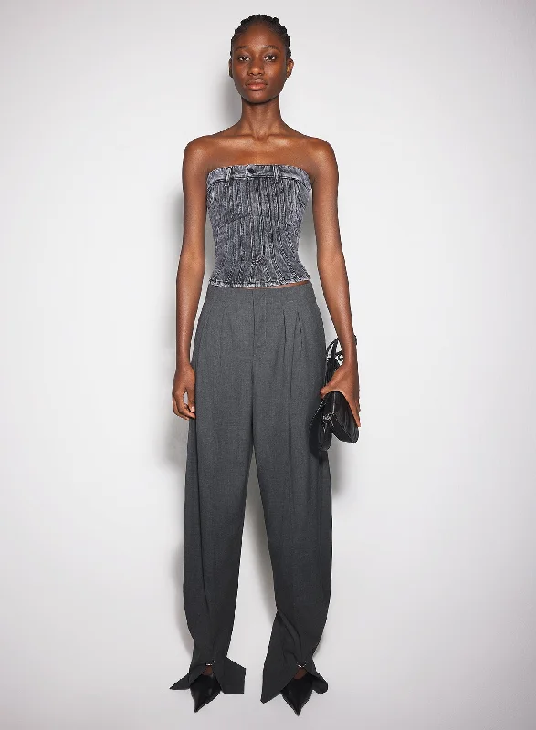 washed black spiral denim bustier
